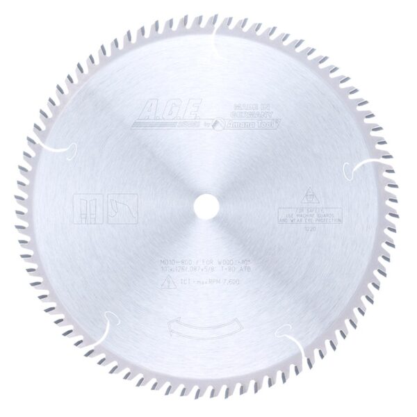 A.G.E MD10-800 Carbide Tipped Cut-Off & Crosscut 10 Inch Dia x 80T ATB, 10 Deg, 5/8 Bore Circular Saw Blade