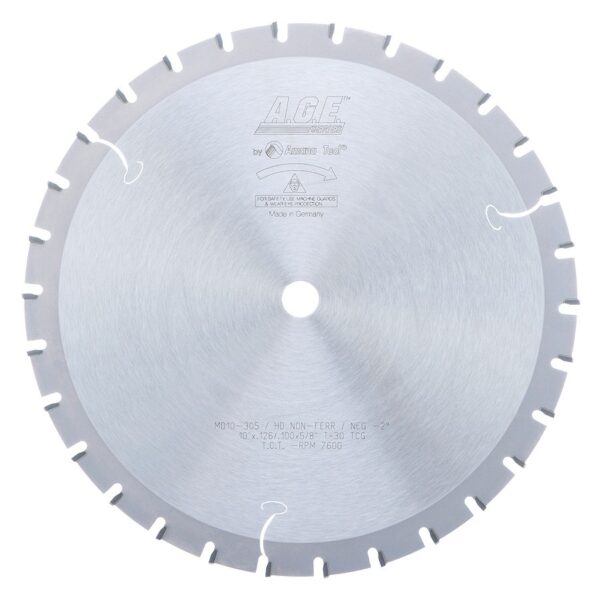 A.G.E MD10-305 Carbide Tipped Industrial Heavy Duty Non-Ferrous Metal/Aluminum 10 Inch Dia x 30T TCG, -2 Deg, 5/8 Bore Circular Saw Blade