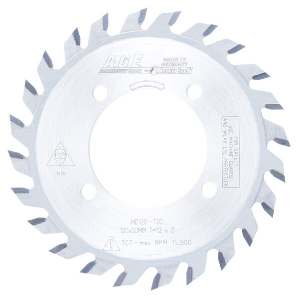 A.G.E MD120-T20 Carbide Tipped Adjustable Type Scoring 120mm Dia x 24T ATB, 12 Deg, 50mm Bore, Scoring Set